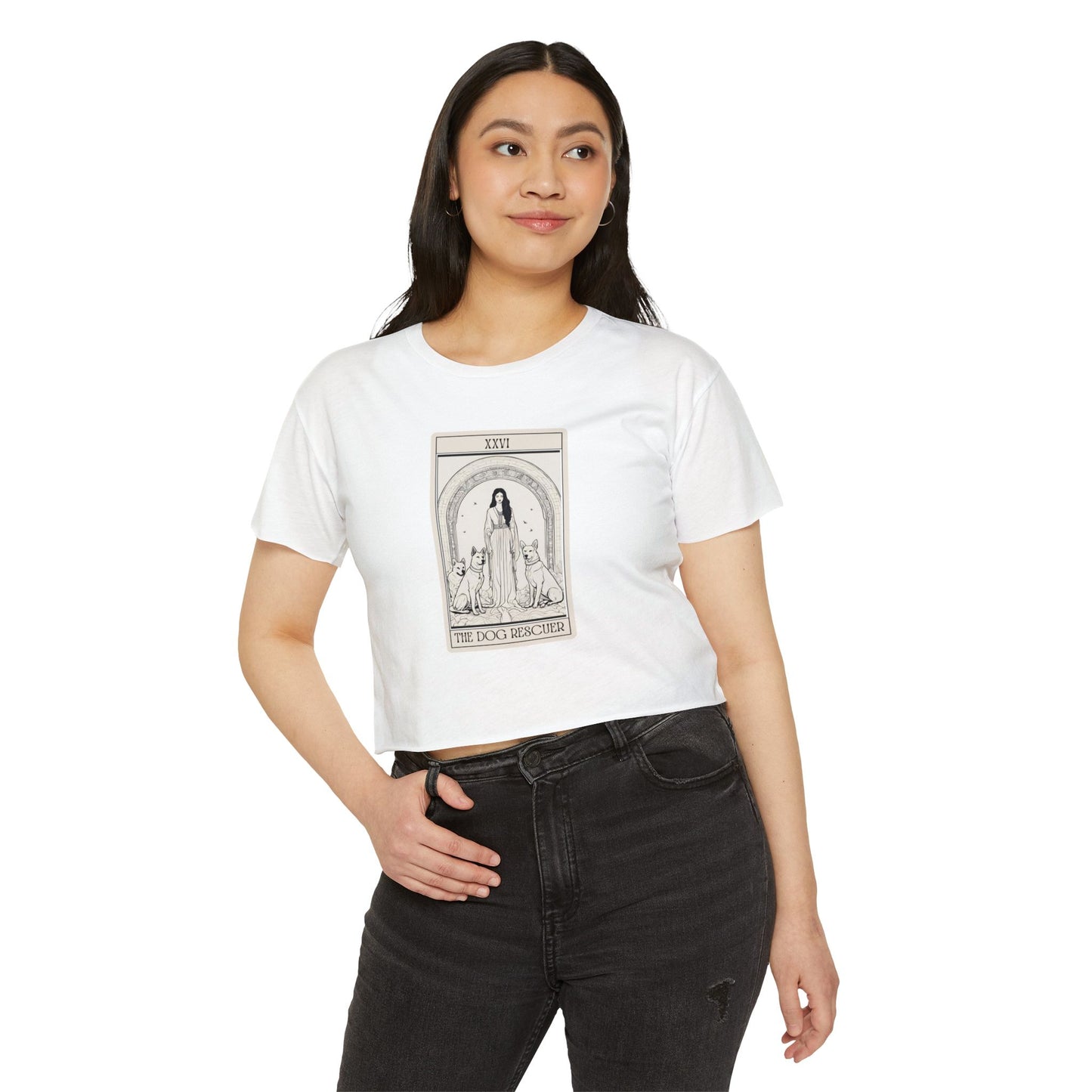 "The Dog Rescuer" Tarot Card Crop Top